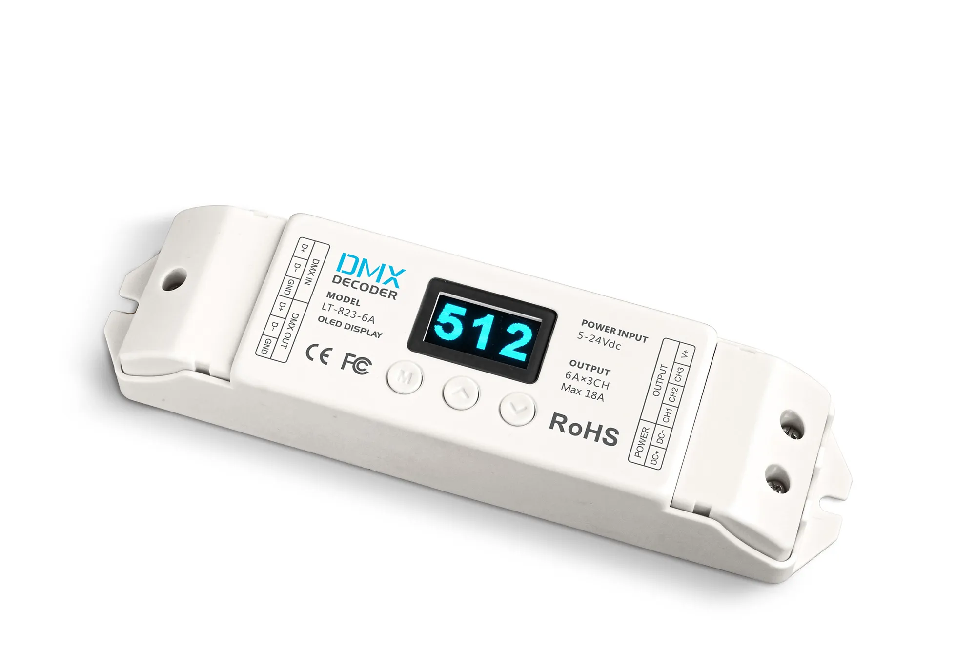 823-6A  3 Channel CV DMX Decoder 5-24VDC